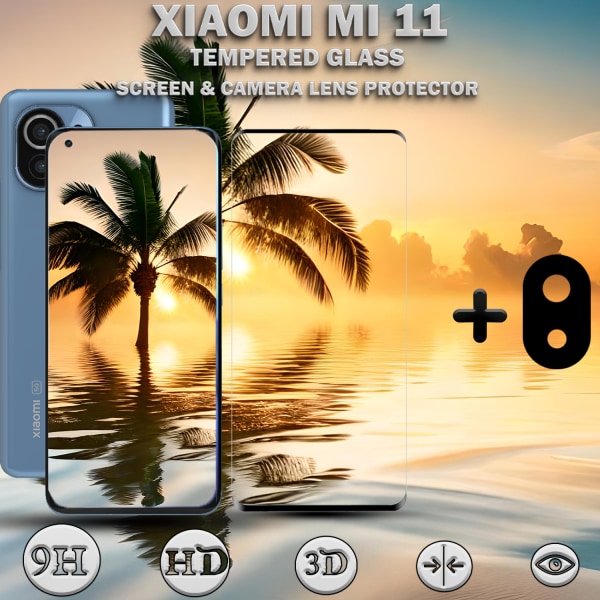 1-Pack XIAOMI MI 11 Skærmbeskyttelse & 1-Pack linsebeskyttelse - Hærdet Glas 9H - Super kvalitet 3D