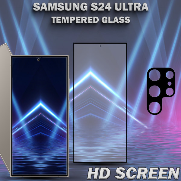 1-Pack SAMSUNG S24 ULTRA Skärmskydd & 1-Pack linsskydd - Härdat Glas 9H - Super kvalitet 3D