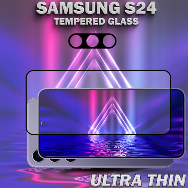 1-Pack SAMSUNG S24 Skærmbeskyttelse & 1-Pack linsebeskyttelse - Hærdet Glas 9H - Super kvalitet 3D