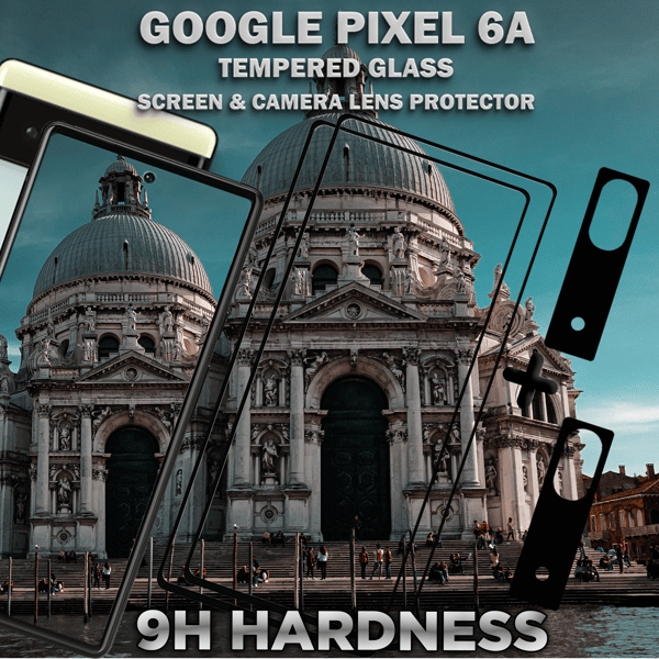 2-Pack GOOGLE PIXEL 6A Skærmbeskyttelse & 2-Pack linsebeskyttelse - Hærdet Glas 9H - Super kvalitet 3D