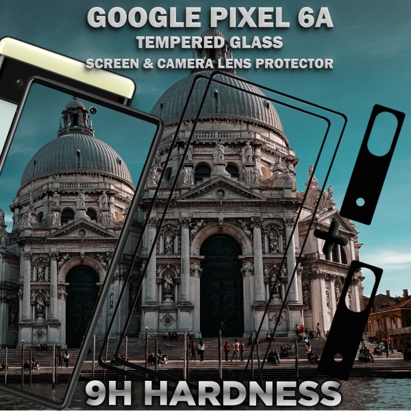 2-Pack Google Pixel 6A Skärmskydd & 2-Pack linsskydd - Härdat Glas 9H - Super kvalitet 3D