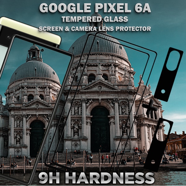 2-Pack Google Pixel 6A Skärmskydd & 2-Pack linsskydd - Härdat Glas 9H - Super kvalitet 3D