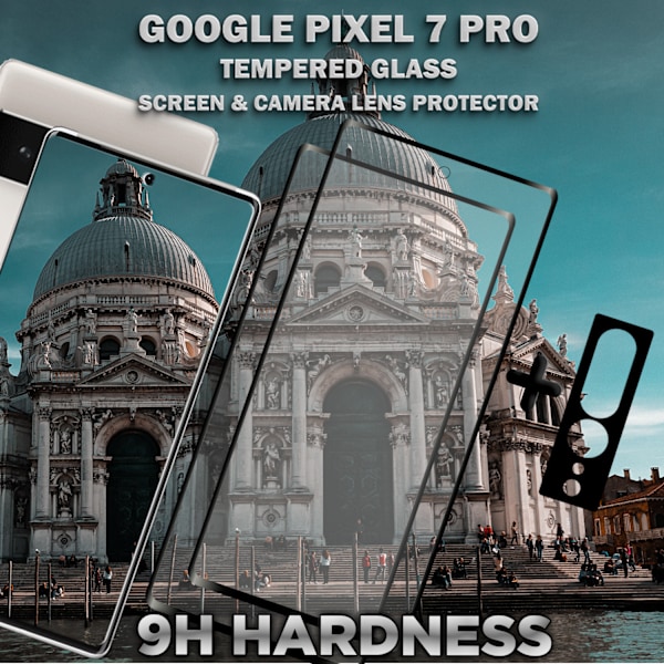 2-Pack Google Pixel 7 Pro Skärmskydd & 1-Pack linsskydd - Härdat Glas 9H - Super kvalitet 3D