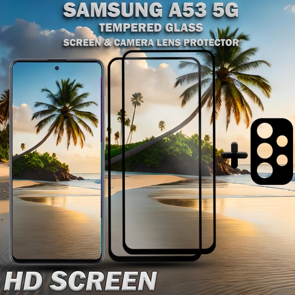2-Pack Samsung A53 5G & 1-Pack linsskydd - Härdat Glas 9H - Super kvalitet 3D