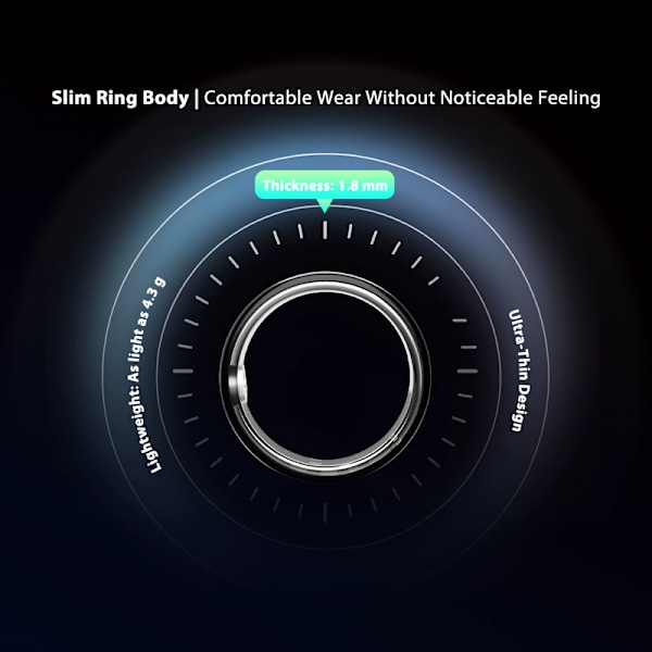 Smart Ring – Fitness- och hälsospårare – Sömn, puls och aktivitetsmätare – Vattentät, Bluetooth 5.0 – Kompatibel med iOS och Android US Storlek 9