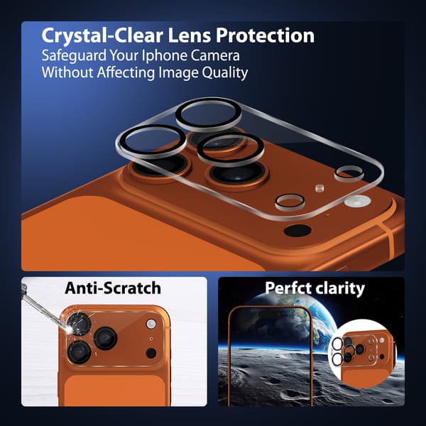 2-Pack iPhone 17 Pro Skärmskydd & 1-Pack linsskydd - Härdat Glas 9H - Super kvalitet 3D