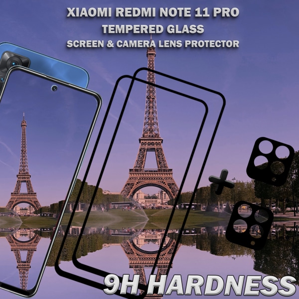 2-Pack Xiaomi Redmi Note 11 Pro Skärmskydd & 2-Pack linsskydd - Härdat Glas 9H - Super kvalitet 3D