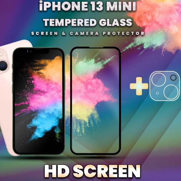 1-Pack iPhone 13 Mini - Skärmskydd & 1-Pack linsskydd - 9H Glas