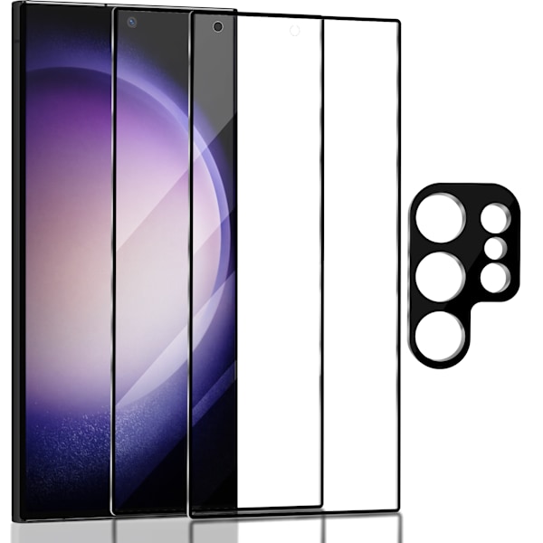 2-Pack SAMSUNG S23 ULTRA Skærmbeskyttelse & 1-Pack linsebeskyttelse - Hærdet Glas 9H - Super kvalitet 3D