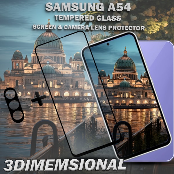 1-Pack Samsung A54 Skärmskydd & 1-Pack linsskydd - Härdat Glas 9H - Super kvalitet 3D