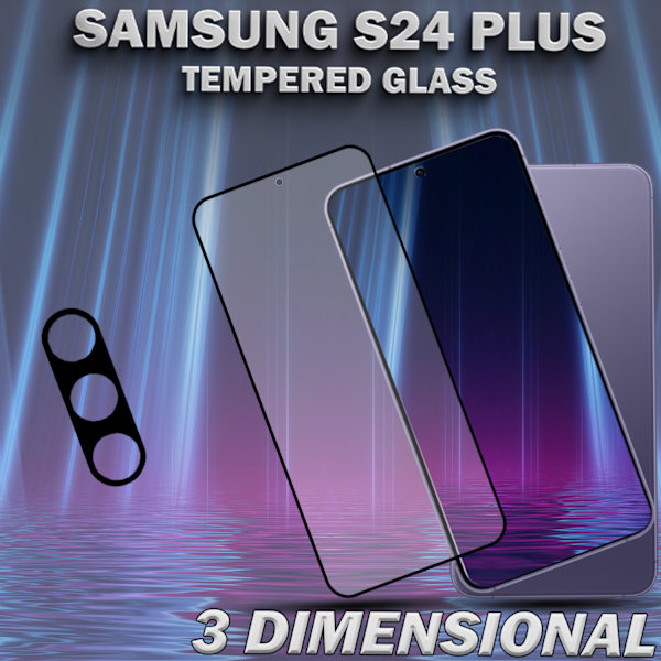 1-Pack SAMSUNG S24 PLUS Skærmbeskyttelse & 1-Pack linsebeskyttelse - Hærdet Glas 9H - Super kvalitet 3D