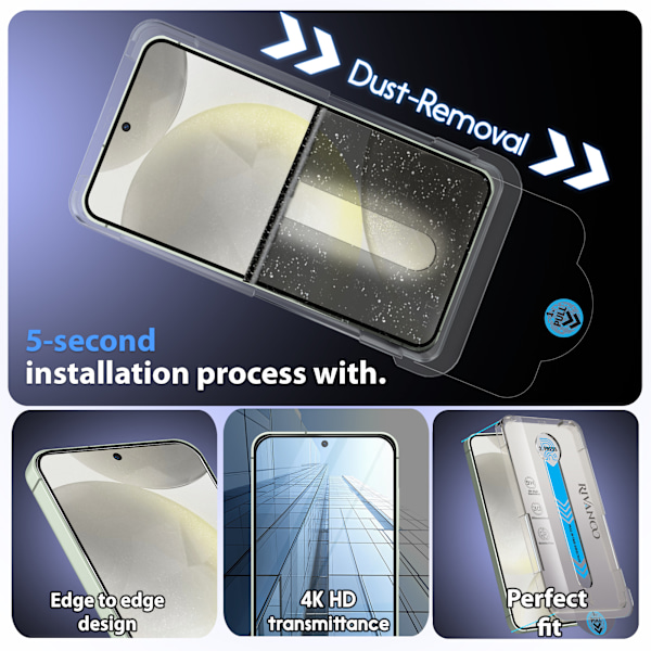 Samsung Galaxy S25 Skærmbeskytter 2-pak & Kameralinsebeskytter 2-pak - Hærdet Glas | [Automatisk Installation] - Boblefri