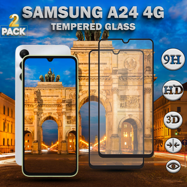 2-Pack Samsung Galaxy A24 4G - Härdat Glas 9H - Super Kvalitet 3D Skärmskydd