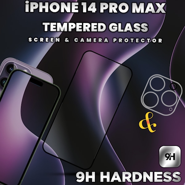 1-Pack IPHONE 14 PRO MAX Näytönsuoja & 1-Pack linssinsuoja - Karkaistu Lasi 9H - Super laatu 3D