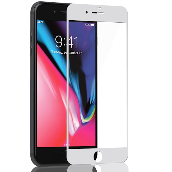 1-Pack Iphone 8 Plus White Skærmbeskyttelse - Hærdet Glas 9H - Super kvalitet 3D