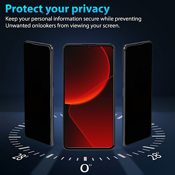 1-Pack Xiaomi 13T Privacy Näytönsuoja - Karkaistu Lasi 9H - Super laatu 3D