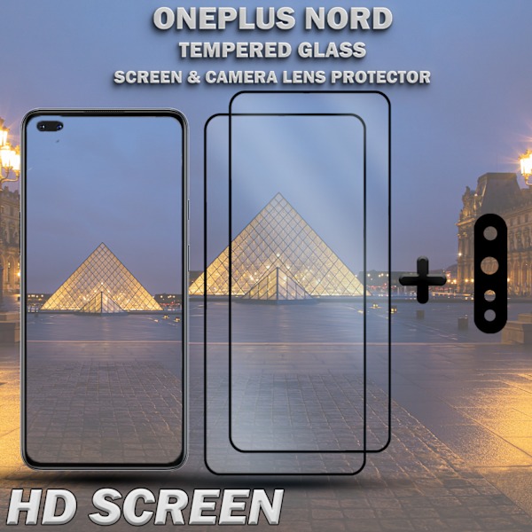 2-Pack OnePlus Nord & 1-Pack linsskydd - Härdat Glas 9H - Super kvalitet 3D