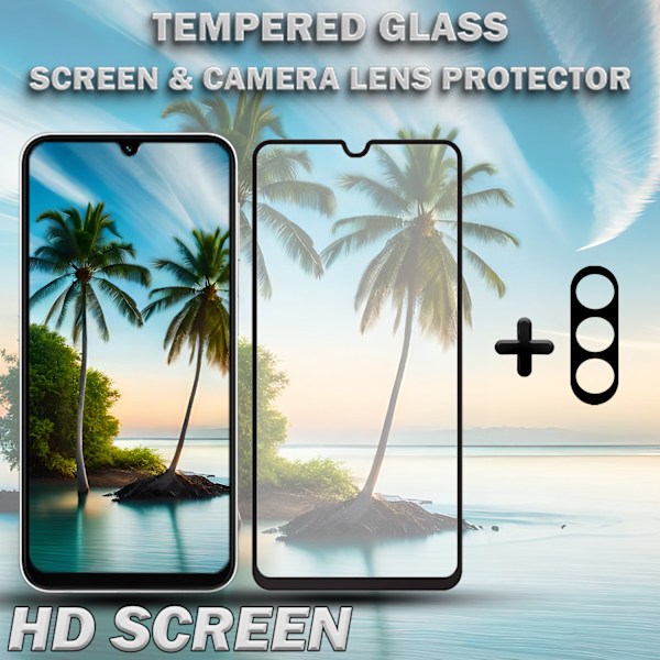 1-Pack SAMSUNG A24 4G Skärmskydd & 1-Pack linsskydd - Härdat Glas 9H - Super kvalitet 3D