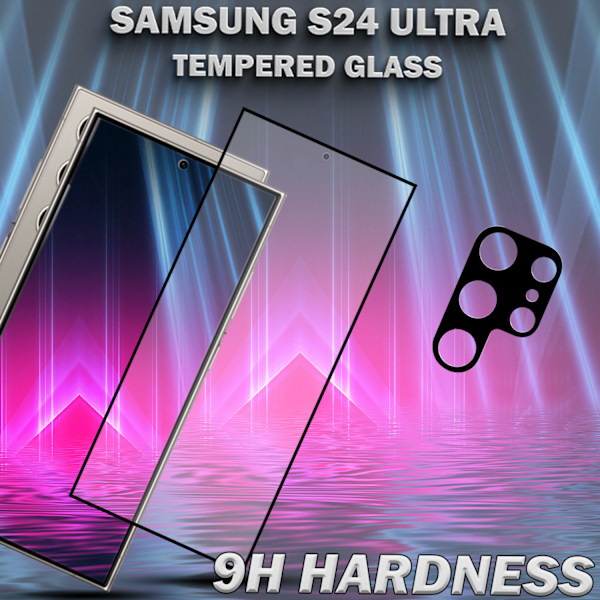 1-Pack SAMSUNG S24 ULTRA Näytönsuoja & 1-Pack linssinsuoja - Karkaistu Lasi 9H - Super laatu 3D