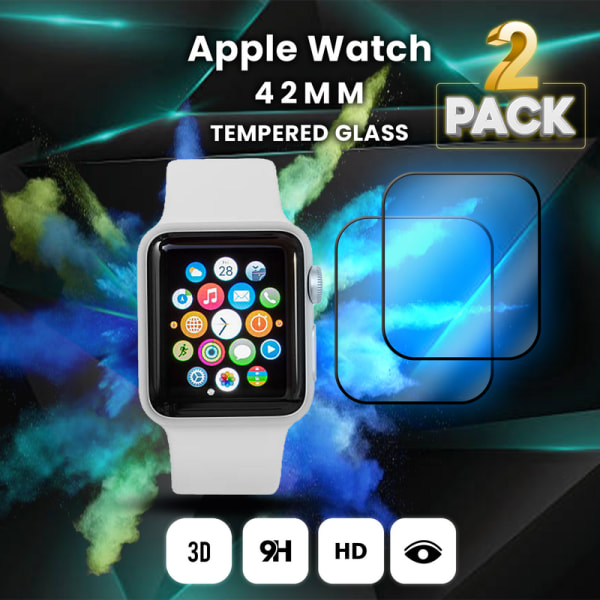2-Pack Apple Watch 42mm – Härdat glas 9H – Super kvalitet 3D