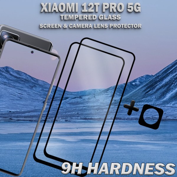 2-Pack Xiaomi 12T Pro (5G) Skärmskydd & 1-Pack linsskydd - Härdat Glas 9H - Super kvalitet 3D