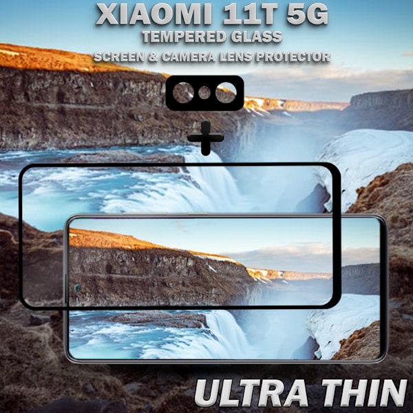 1-Pack Xiaomi 11T 5G Skärmskydd & 1-Pack linsskydd - Härdat Glas 9H - Super kvalitet 3D