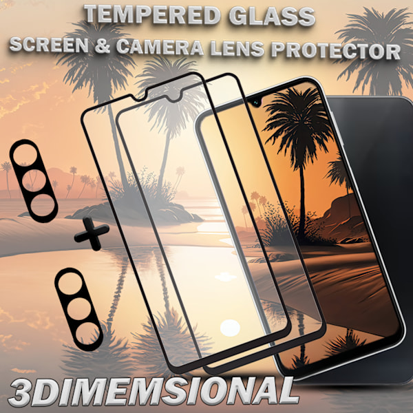 2-Pack SAMSUNG A24 Näytönsuoja & 2-Pack linssinsuoja - Karkaistu Lasi 9H - Super laatu 3D
