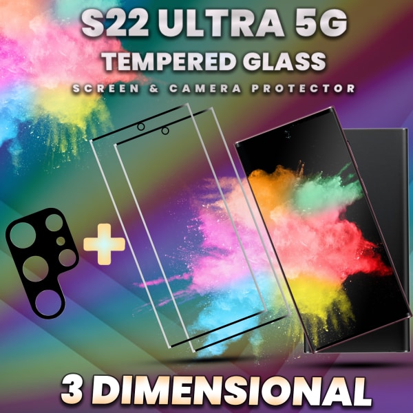 2-Pack Samsung S22 Ultra 5G Skärmskydd &1-Pack linsskydd-9H GLAS