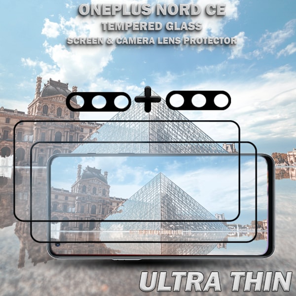 2-Pack OnePlus Nord CE & 2-Pack linsskydd - Härdat Glas 9H - Super kvalitet 3D