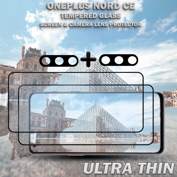 2-Pack ONEPLUS NORD CE Skærmbeskyttelse & 2-Pack linsebeskyttelse - Hærdet Glas 9H - Super kvalitet 3D