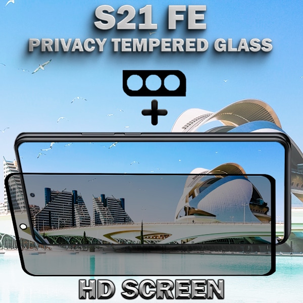 1-Pack Privacy SAMSUNG S21 FE Skärmskydd & 1-Pack linsskydd - Härdat Glas 9H - Super kvalitet 3D