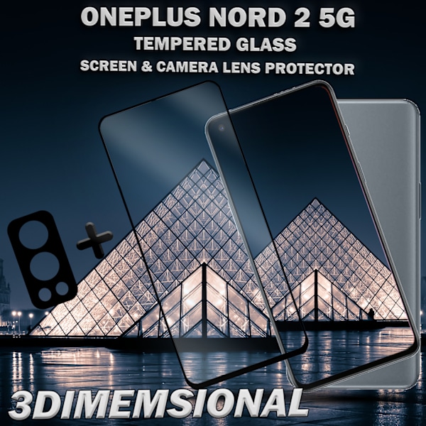1-Pack ONEPLUS NORD 2 Skærmbeskyttelse & 1-Pack linsebeskyttelse - Hærdet Glas 9H - Super kvalitet 3D