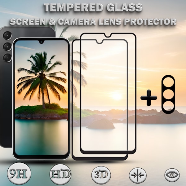 2-Pack SAMSUNG A24 Näytönsuoja & 1-Pack linssinsuoja - Karkaistu Lasi 9H - Super laatu 3D