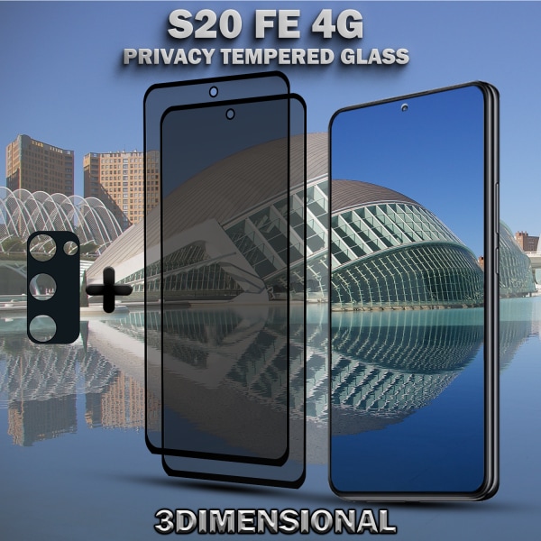 2-Pack Privacy SAMSUNG S20 FE 4G Skärmskydd & 1-Pack linsskydd - Härdat Glas 9H - Super kvalitet 3D