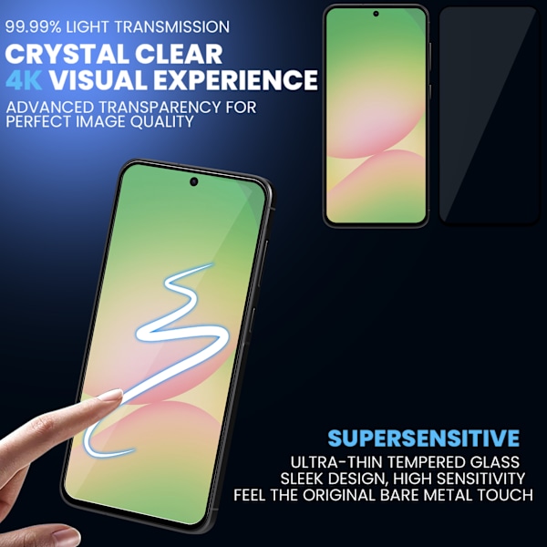 2-Pack Samsung A56 Skärmskydd & 1-Pack linsskydd - Härdat Glas 9H - Super kvalitet 3D