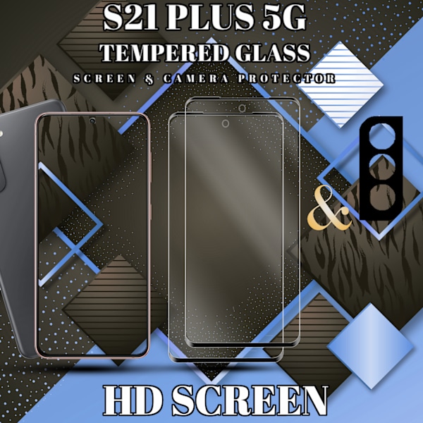 2-Pack SAMSUNG S21 PLUS Näytönsuoja & 1-Pack linssinsuoja - Karkaistu Lasi 9H - Super laatu 3D