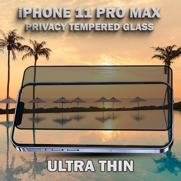 1-Pack Privacy Skärmskydd For iPhone 11 Pro Max - Härdat Glas 9H - Super Kvalitet 3D