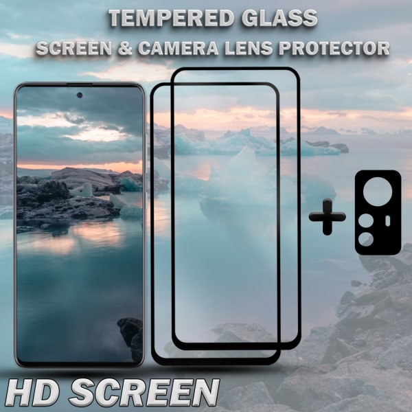 2-Pack XIAOMI 12T Skärmskydd & 1-Pack linsskydd - Härdat Glas 9H - Super kvalitet 3D