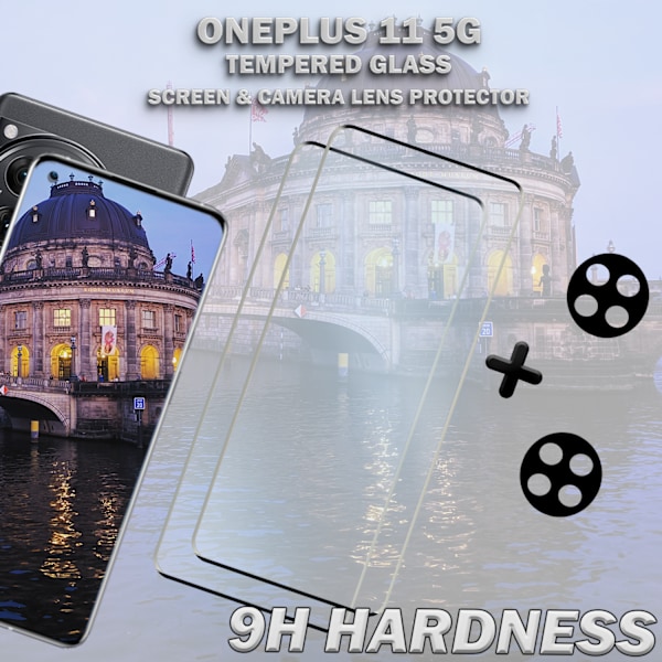 2-Pack ONEPLUS 11 Näytönsuoja & 2-Pack linssinsuoja - Karkaistu Lasi 9H - Super laatu 3D