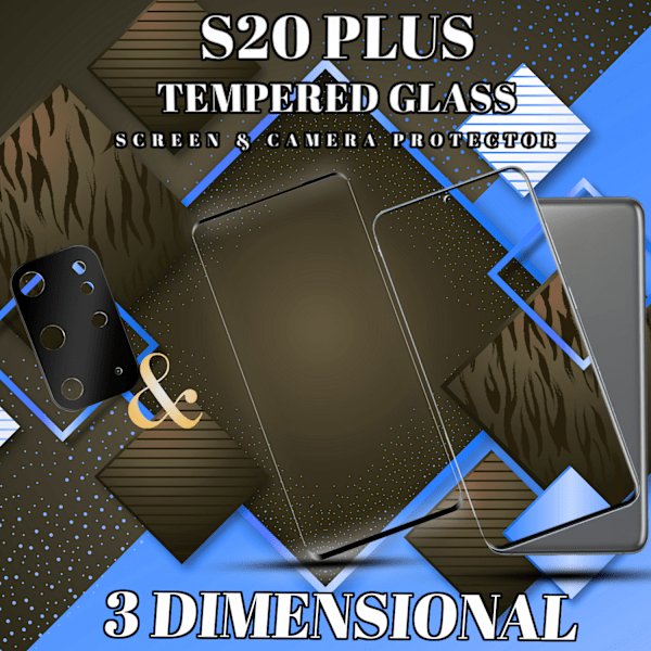 1-Pack SAMSUNG S20 PLUS Skærmbeskyttelse & 1-Pack linsebeskyttelse - Hærdet Glas 9H - Super kvalitet 3D