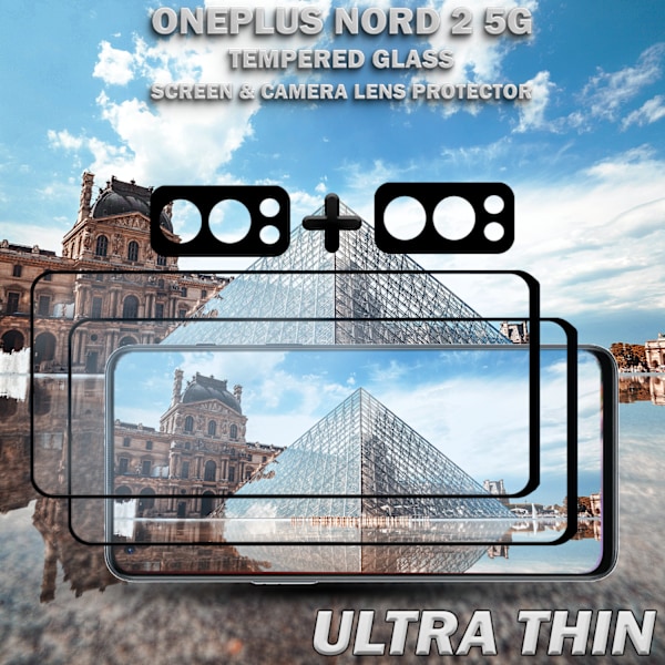 2-Pack ONEPLUS NORD 2 Skærmbeskyttelse & 2-Pack linsebeskyttelse - Hærdet Glas 9H - Super kvalitet 3D
