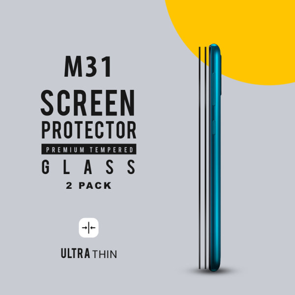2-Pack Samsung M31 - Härdat glas 9H -Starkare och mer reptålig.