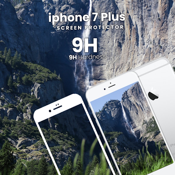 1-Pack IPHONE 7 PLUS Skærmbeskyttelse - Hærdet Glas 9H - Super kvalitet 3D