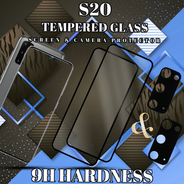 2-Pack Samsung S20 Skärmskydd & 2-Pack linsskydd - Härdat Glas 9H - Super kvalitet 3D
