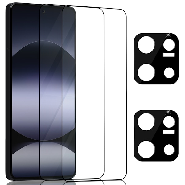 2-Pack Xiaomi Redmi Note 14S Näytönsuoja & 2-Pack linssinsuoja - Karkaistu Lasi 9H - Super laatu 3D