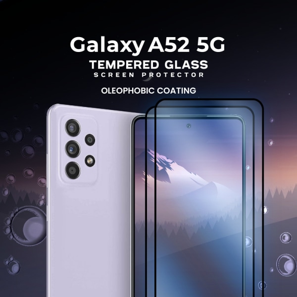 2 Pack Samsung Galaxy A52 5G -Härdat glas 9H-Super kvalitet 3D