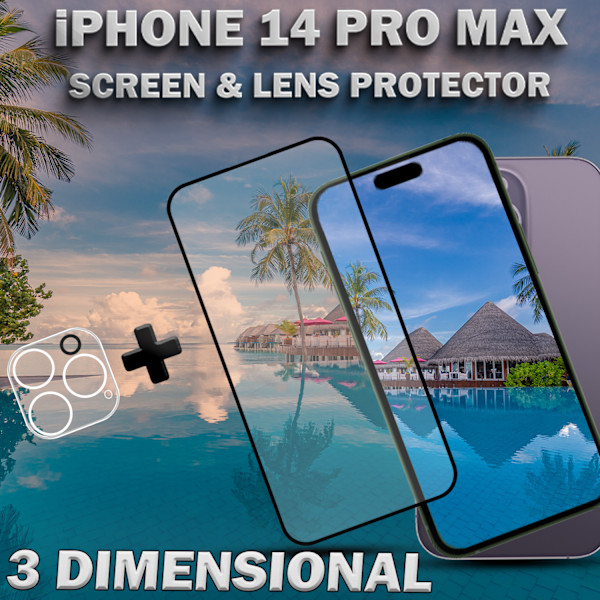 1-Pack iPhone 14 Pro Max Skärmskydd & 1-Pack linsskydd - Härdat Glas 9H - Super kvalitet 3D