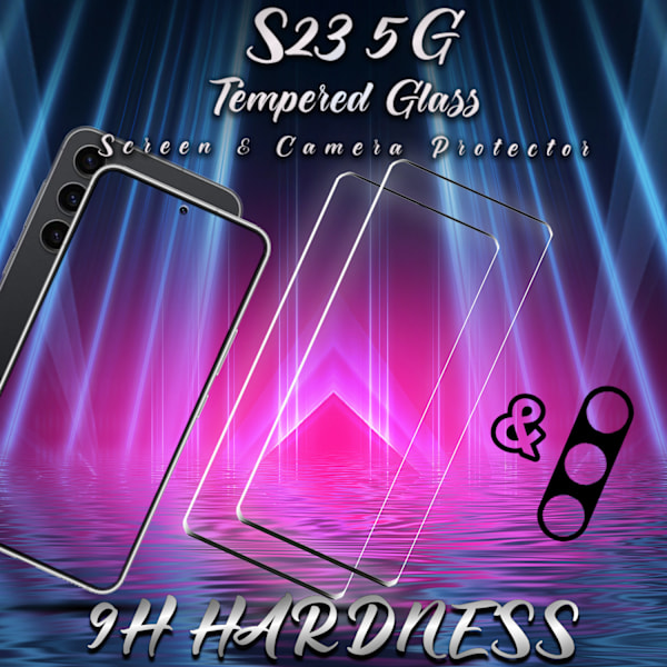 2-Pack SAMSUNG S23 Skærmbeskyttelse & 1-Pack linsebeskyttelse - Hærdet Glas 9H - Super kvalitet 3D