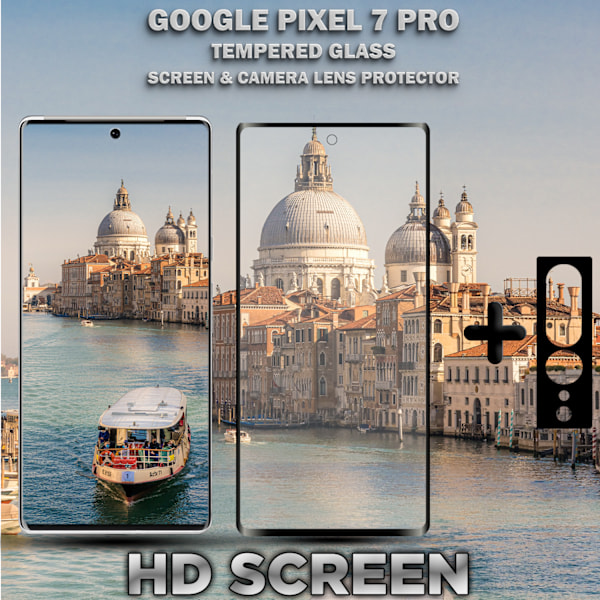 1-Pack Google Pixel 7 Pro Skärmskydd & 1-Pack linsskydd - Härdat Glas 9H - Super kvalitet 3D