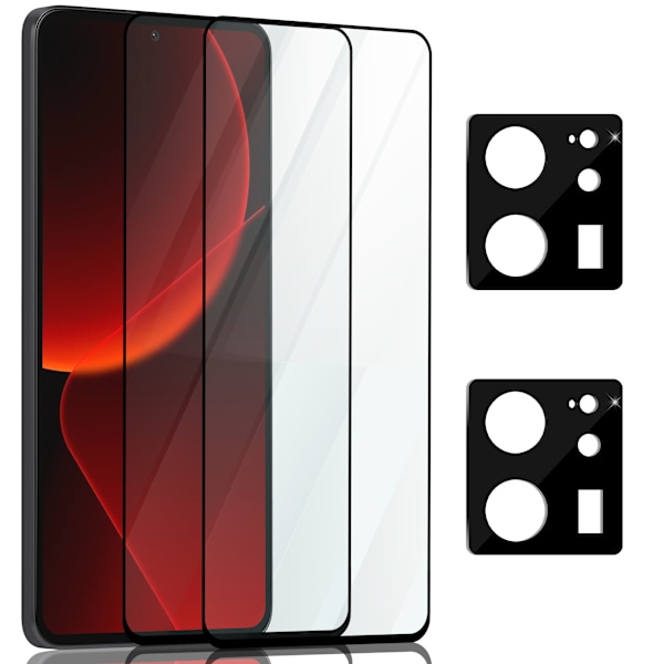 2-Pack Xiaomi 13T Skærmbeskyttelse & 2-Pack linsebeskyttelse - Hærdet Glas 9H - Super kvalitet 3D